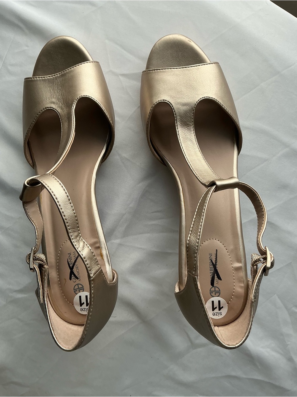 Metallic Gold Open-Toe Slingback Sandals - Size 11